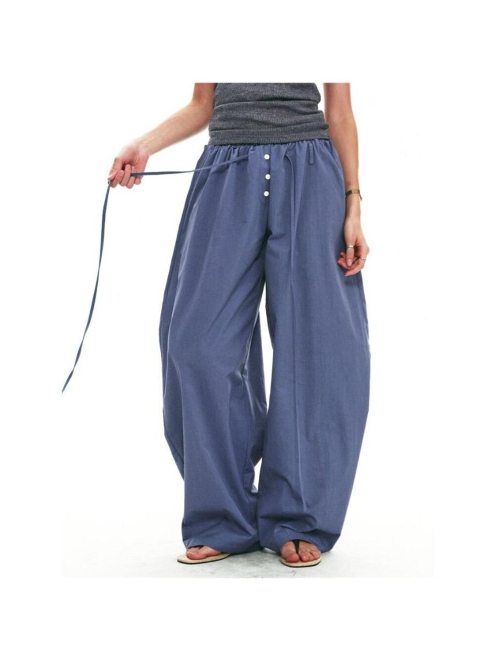 Drawstring Wide-Leg Pants - Picture 2 of 13
